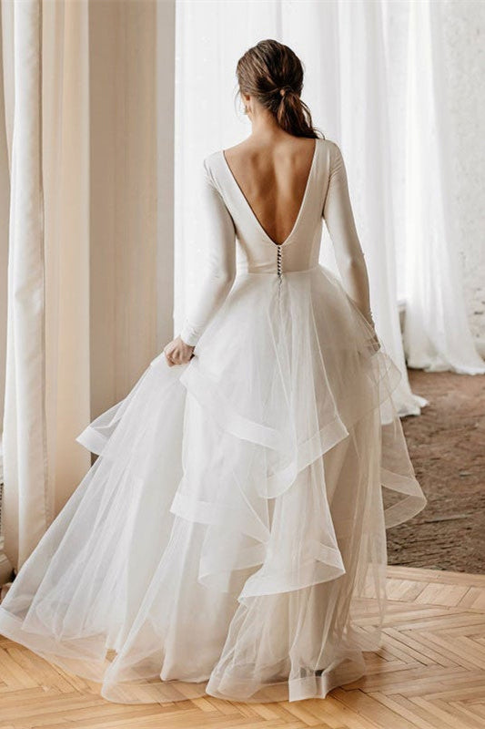 Vestido de novia de manga larga de tul Weitese